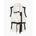 Ladies Slim Vest Withblack Label Shearling Vest